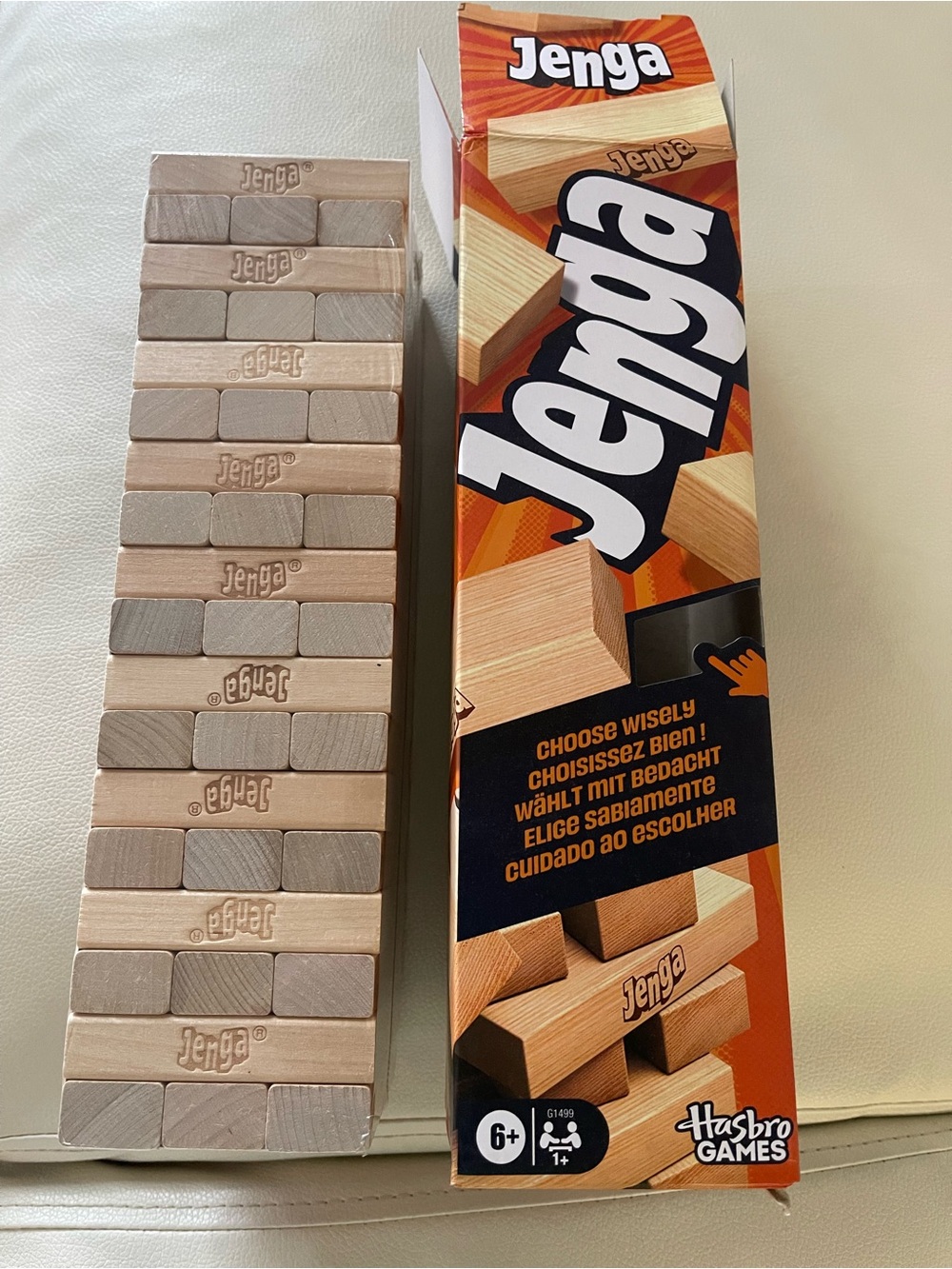 Hasbro Jenga Wooden Block Stacking Game - Natural Wood Tones